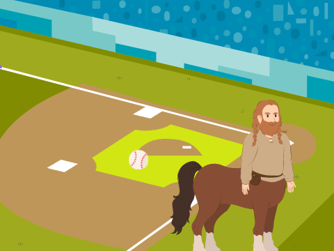 Centaur gets hit by a baseball
