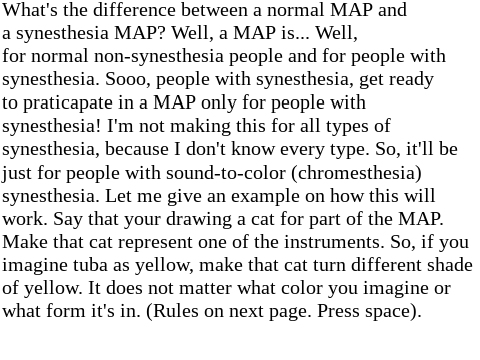 Scars to your Beautiful MAP (for synesthetes)