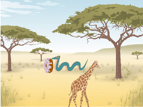 Giraffe in savanna game!