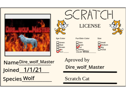 My Scratch license!