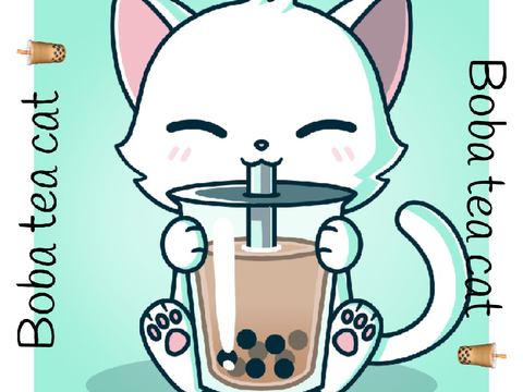 Boba tea cat 