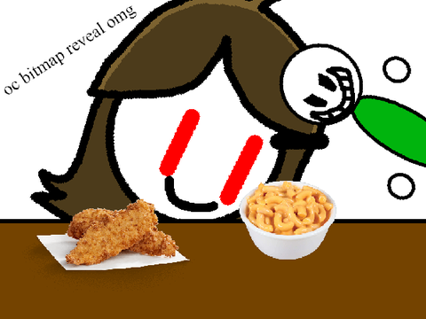 macaroni with the chiken strips but cursed image