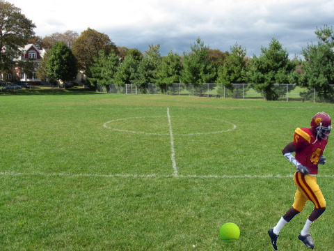 Football catch with tennis ball