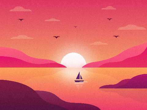 a boat on water surrounded by land