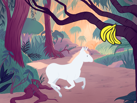  ♡ Chase Game, Unicorn and Bananas  ♡ 