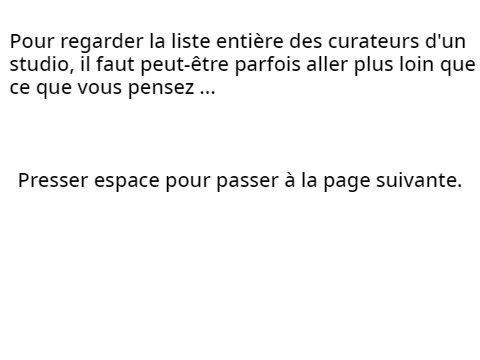 Listes de curateurs de studios