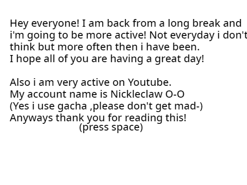 I'm back! (+YT account)