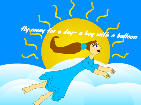 fly away for a day- a boy with a balloon