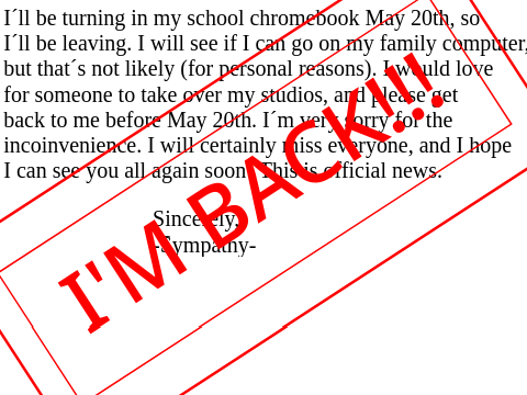 I have... BAD NEWS