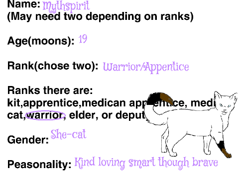 Warrior Cat RPG Sign-Up Sheet remix