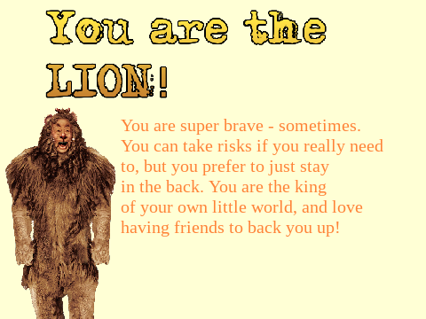 Wizard of Oz personality quiz remix