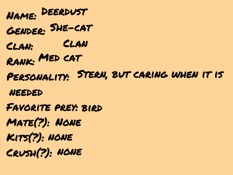 Fawnclan and Stoneclan RP Bio: Deerdust