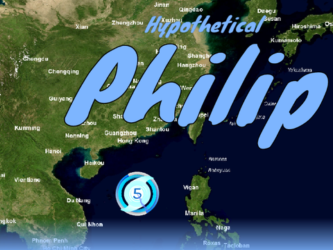 The track of Hypothetical Typhoon Philip (1999)