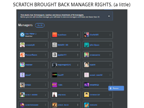 SCRATCH BROUGHT BACK MANAGER RIGHTS. (a little)