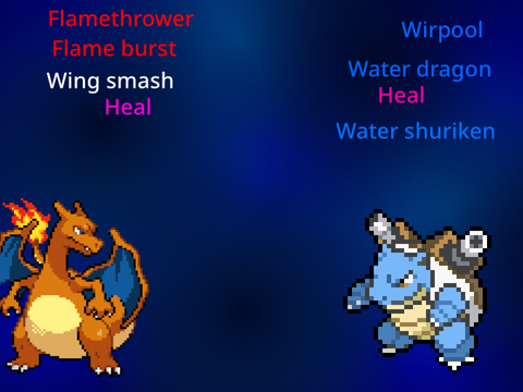 Charizard vs. Blastoise pixelated
