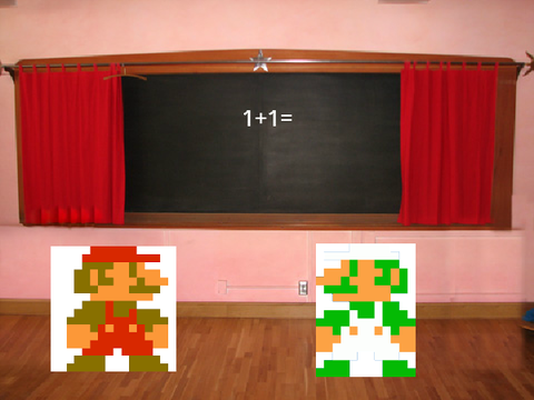 Luigi solves the question 1+1