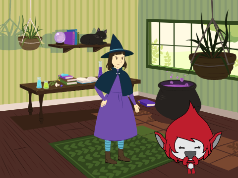 witch and scared gobo