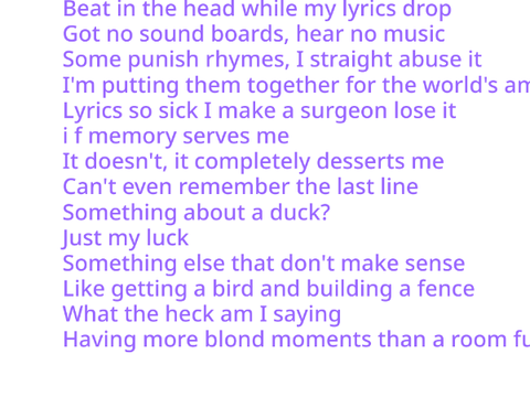 Nerd rap. Lyrics only. Entry