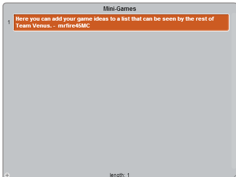 Team Venus | Mini-Game Ideas