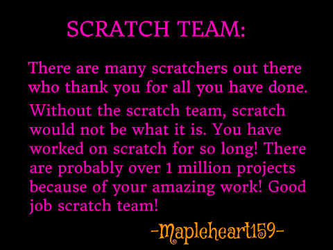 TO THE SCRATCH TEAM