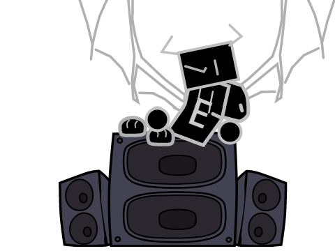 Me sitting on speakers animation