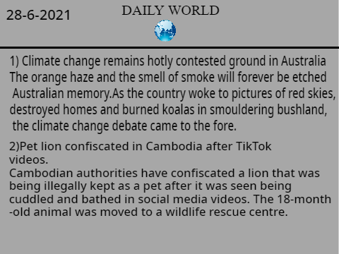 Daily World News- 28/6/21