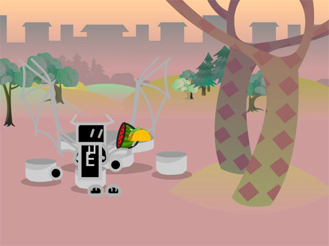 Snatcher eating stuff on his picnic 