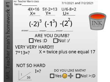 Mr teacher man's homework