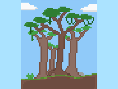 -Jungle Tree Landscape: Pixel Art- 
