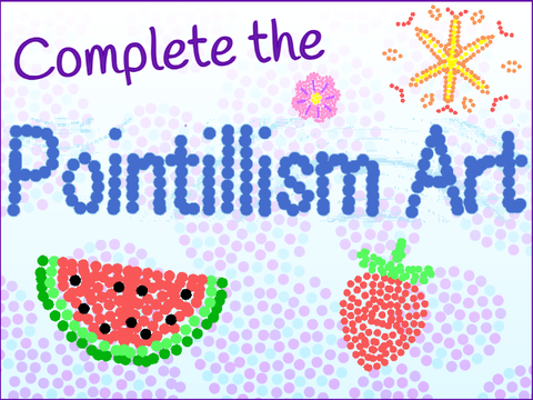 ⁘ Complete the Pointillism Art ⁘