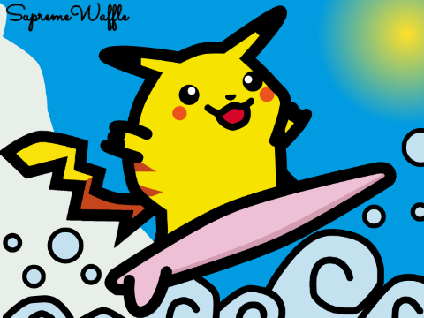Surfing Pikachu Art