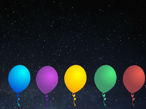 Balloons floating in space 