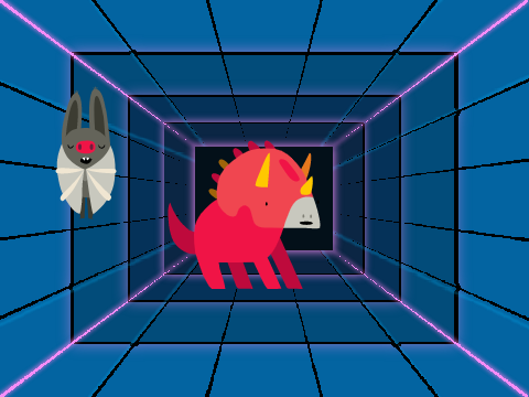The scared dino