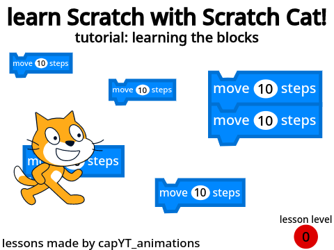 learn Scratch with Scratch Cat! | tutorial: learning the blocks
