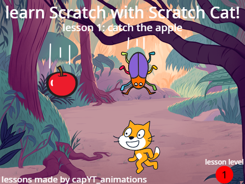 learn Scratch with Scratch Cat! | lesson 1: catch the apple
