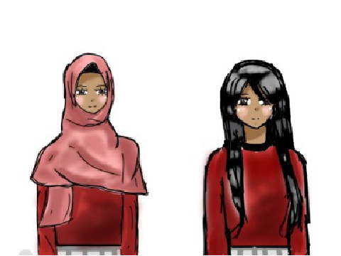 One hijab and one not