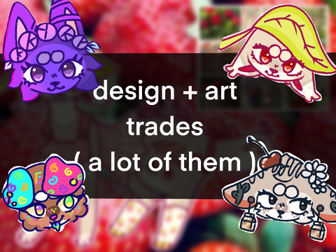 ✎_ _ . designs + art trades [ a lot of them ] . ✎_ _