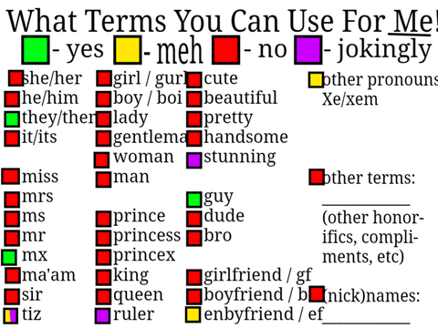 **UPDATED A THIRD TIME** my terms and pronouns