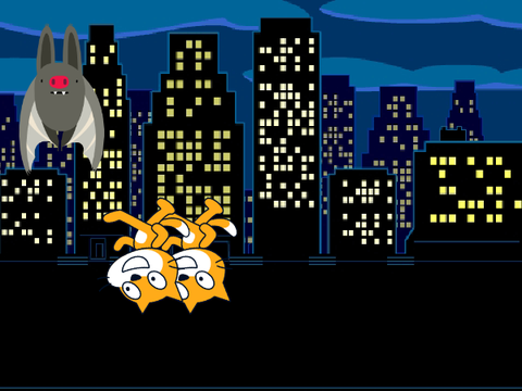crazy cats and a bat