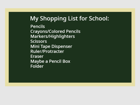 Back 2 School Shopping List