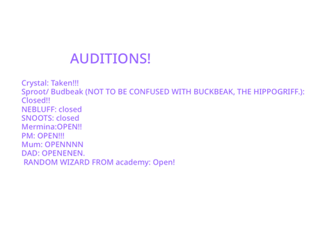 Crystal auditions!