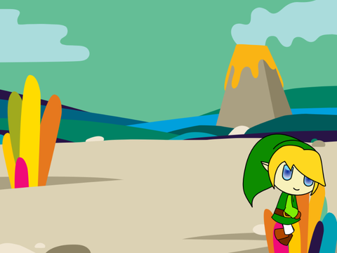 Link running through a random background