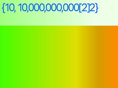 Numbers {10, 10[2]2} to {10, 10¹⁰[2]2}