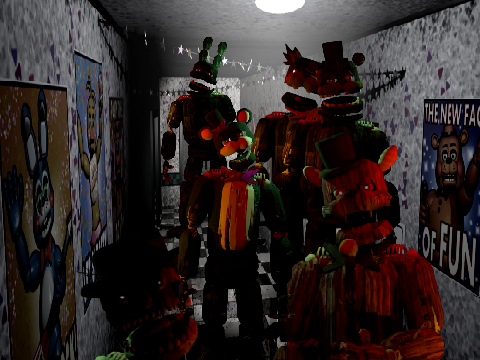  All TRTF4 Animatronics in FNaF 2 Main Hall REMASTERED 