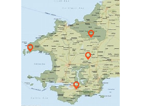 Map Sir Benfro o ddigwyddiadau a lleoedd hanesyddol