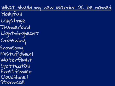 What should my new Warrior OC be named