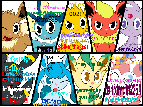 Signing Names under Eevee's Evolutions