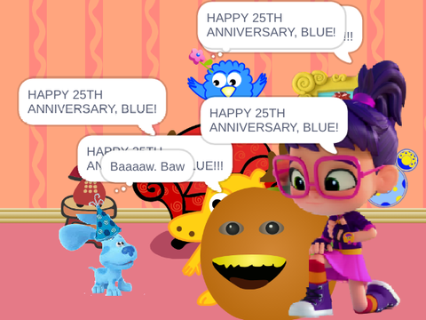 HAPPY 25TH ANNIVERSARY, BLUE! I added Abby and Orange
