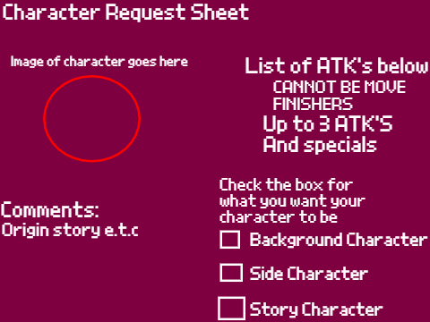 Earth Character Request Sheet