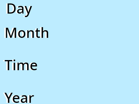 Month, time, day, and year